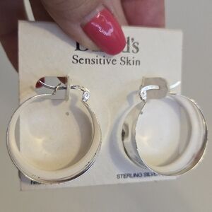 Dillard's Silver Hoop Fashion Earrings Sensitive Skin NEW